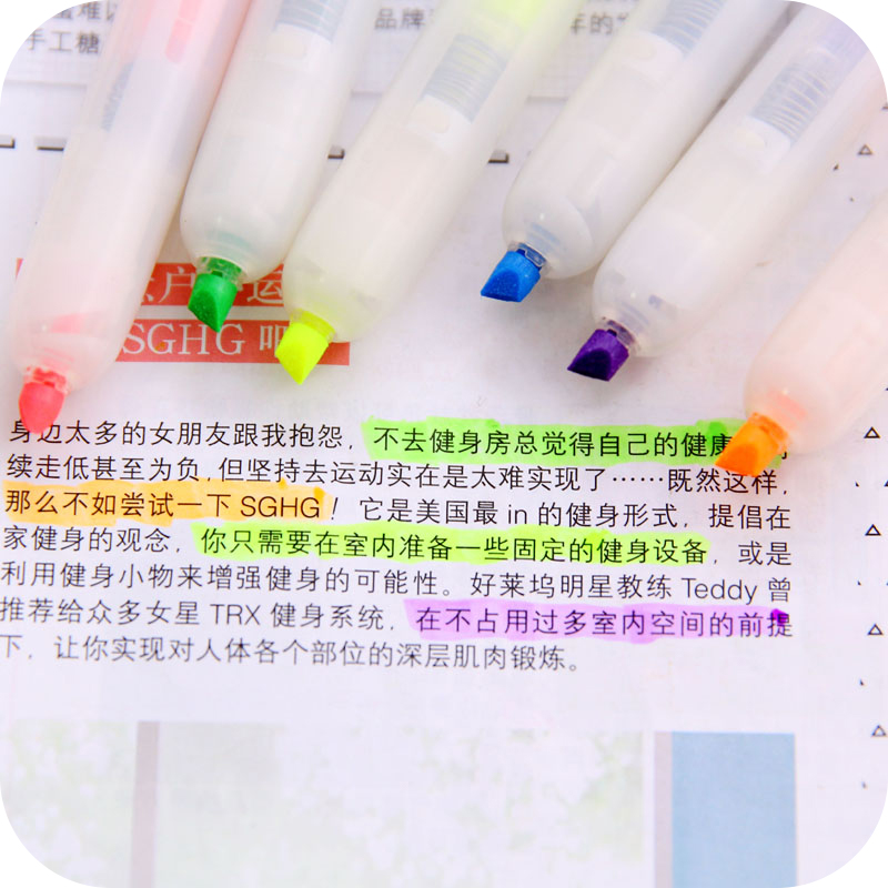 6 stücke klopfen Typ Farbe Textmarker Stift Gesetztes Leuchtstoff Marker Liner Stifte ungiftig Markieren Schreibwaren Büro Schule A6844