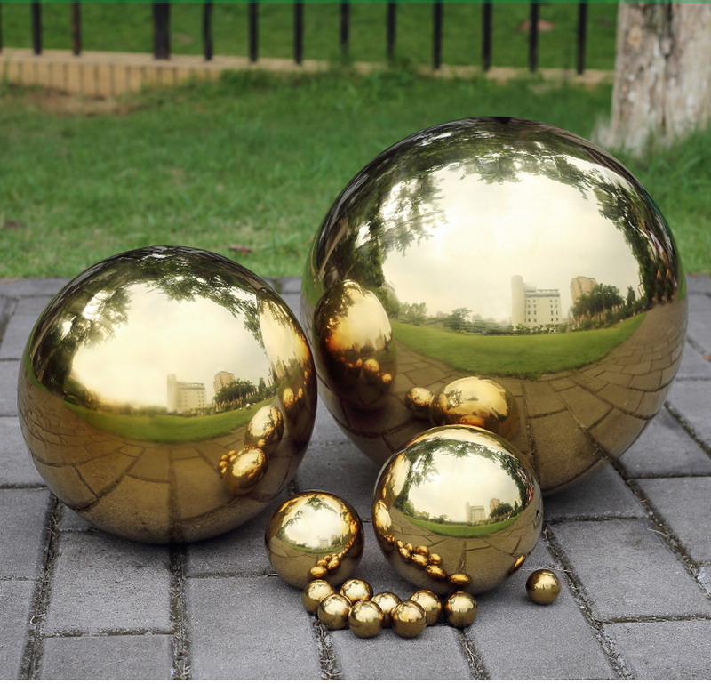 Gyldent 304 rustfrit stål dekorativt guld trappe deco juledekoration havekugler 80mm 90mm 100mm et sæt