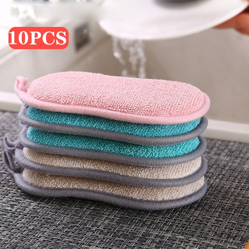 Dubbelzijdig Keuken Schoonmaken Magic Spons Keuken Spons Scrubber Sponzen Voor Afwassen Badkamer Accessoires: 10PSC Color random