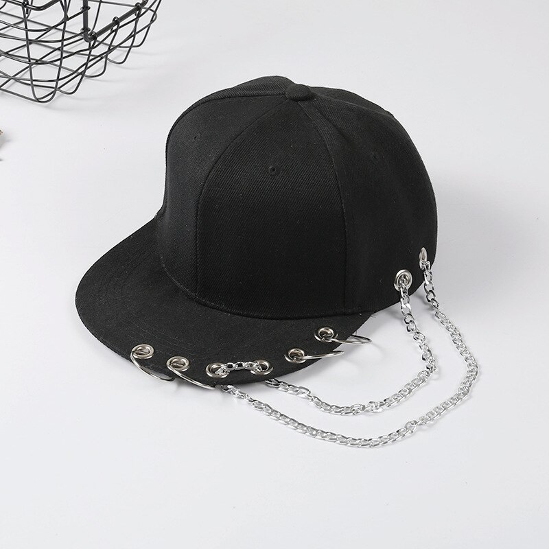Chapéu punk de algodão estilo adulto e infantil, chapéu hip hop preto com fivela preta, chapéu casual para homens e mulheres, bonés de beisebol da moda de rua: A