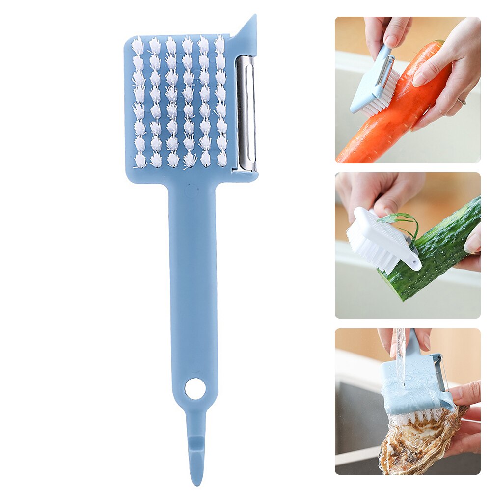 Neue 5 in 1 Handheld Kartoffel Schäler Dosenöffner Multifunktions Gemüse Obst Reinigung Pinsel Knoblauch Schleifen Reibe Küche Werkzeug: hell Blau