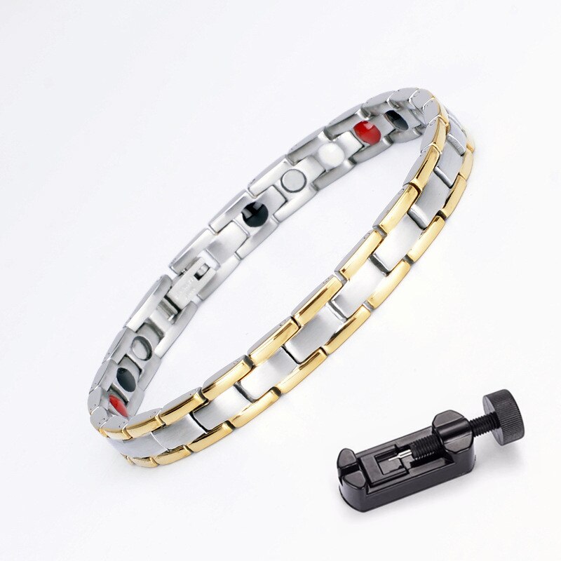 Energieheilungsarmband aus titanstahl, magnettherapie-Armbinde aus Germanium für damen und herren: Gold-silber-werkzeug