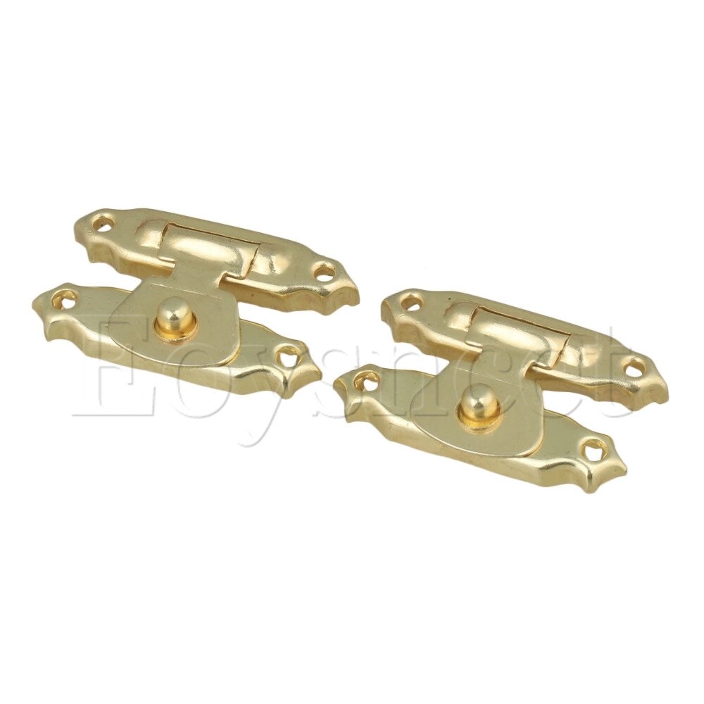 10pcs Antique Mini Wood Box Catch Decorative Latch Hook Golden Hardware 27x16mm