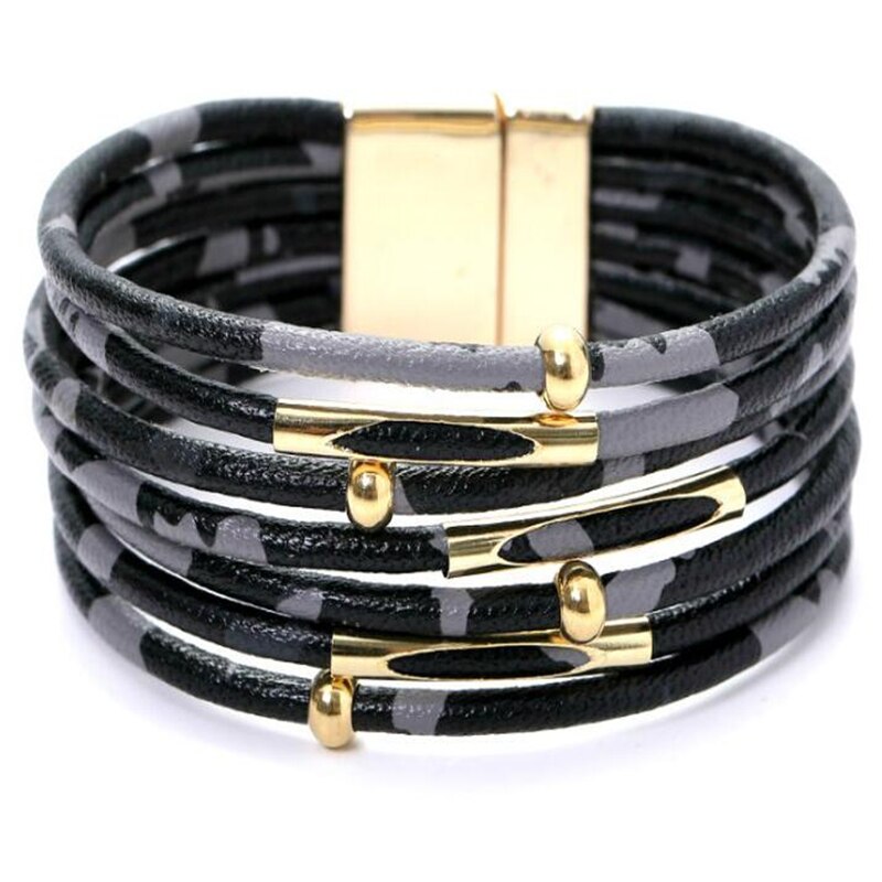 Leopard Leder Armbänder Für Frauen Armbänder & Armreifen Elegante mehrschichtig Breite wickeln Charme Armbinde Schmuck