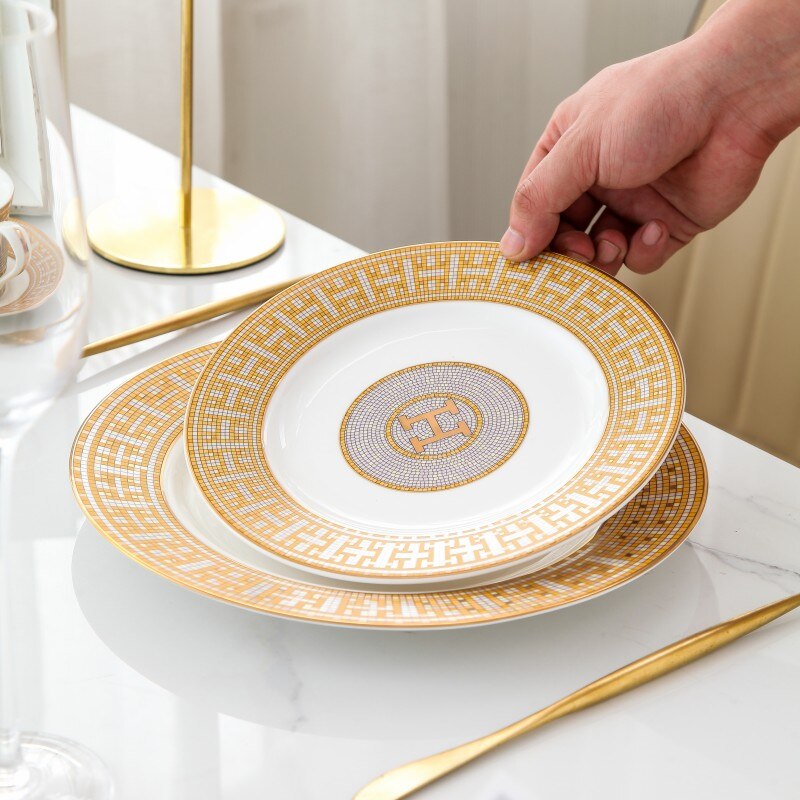 Dinner plates Tableware Ceramic Bone China Dinner Set Porcelain Dinnerware Serving Dish Dessert Home Decorative