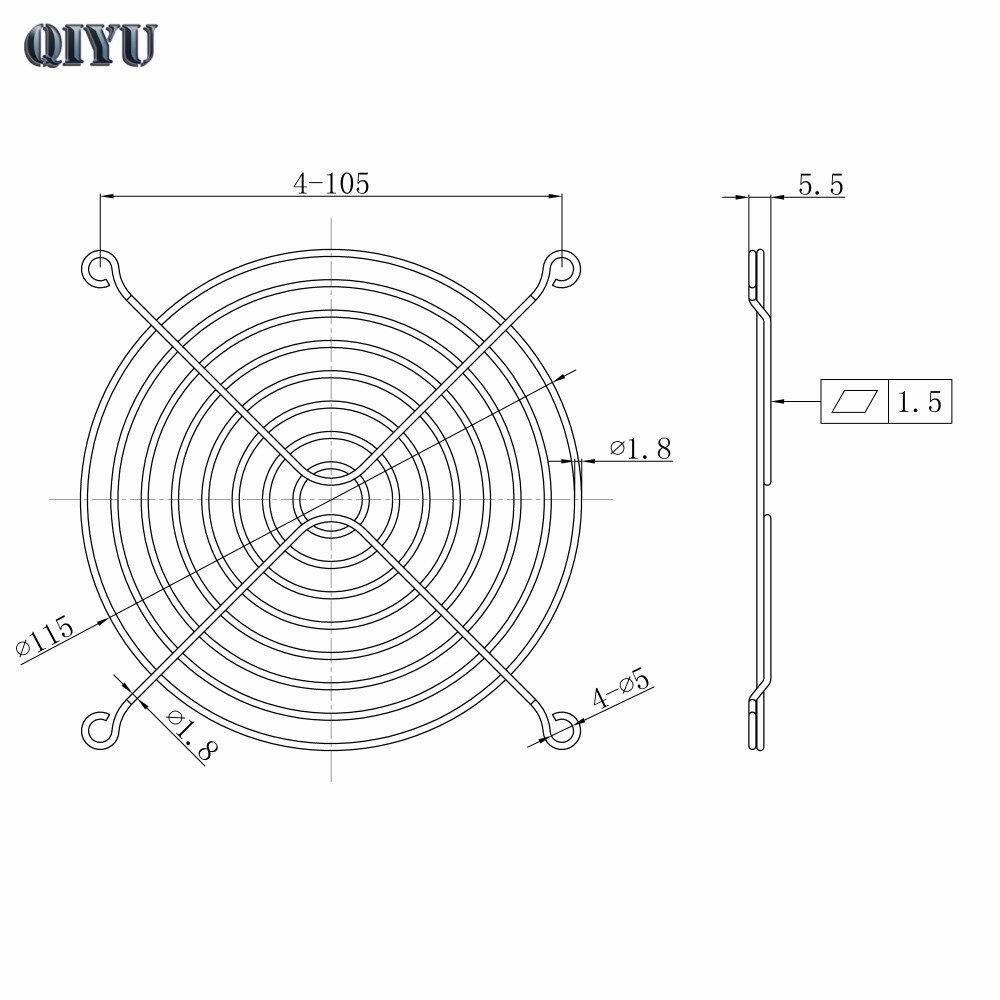 12 cm Industriële axiale ventilator netto, 12038 fan grill, 12025 fan guard, Ventilatie apparatuur bescherming, bold draad, Acht ijzeren ring ring