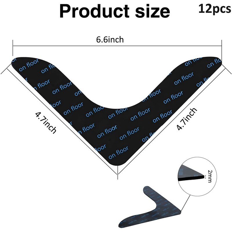 12 Stck Teppich Band, waschbar verhindern Eisstockschießen Teppich Aufkleber Ecke Seite Greifer Pro Hartholz umhauen, doppelt einseitig nicht-Unterhose