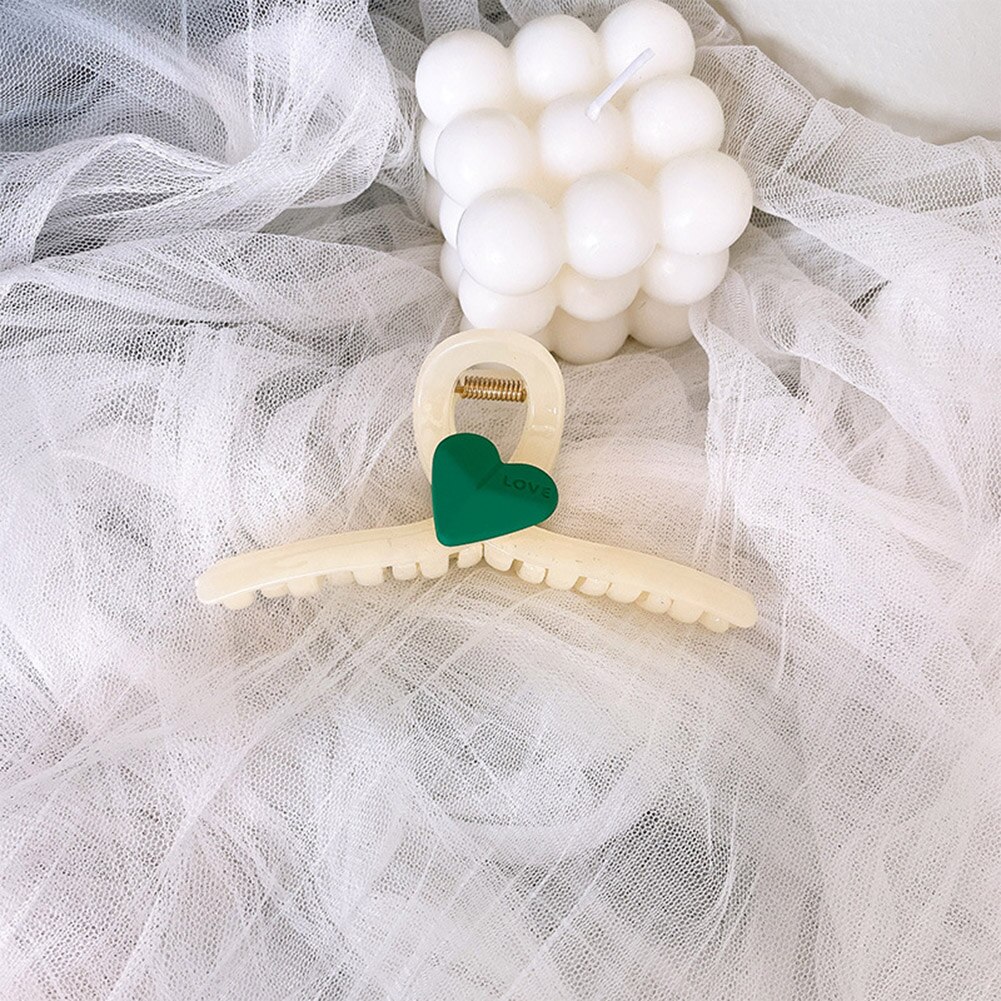 Pinzas acrílicas para el pelo para mujer, pinzas para la parte posterior de la cabeza, Color caramelo, corazón, accesorios para el cabello, 2022: Verde