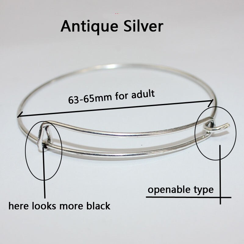 Hot Moda Diy Jóias Openable 10 Fiação Pulseira Ajustável Mulheres Charme Pulseiras Expansíveis Atacado um Lote PCS: antique silver