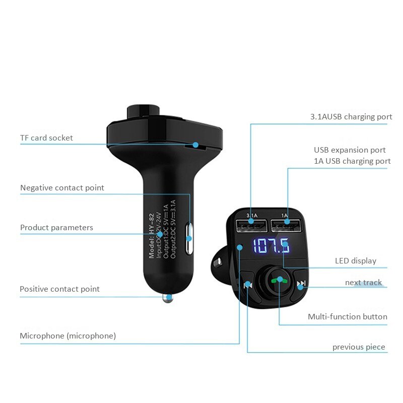 Fm-zender Aux Modulator Bluetooth Handsfree Carkit Auto O MP3 Speler Met Quick Charge Dual Usb Car Charger