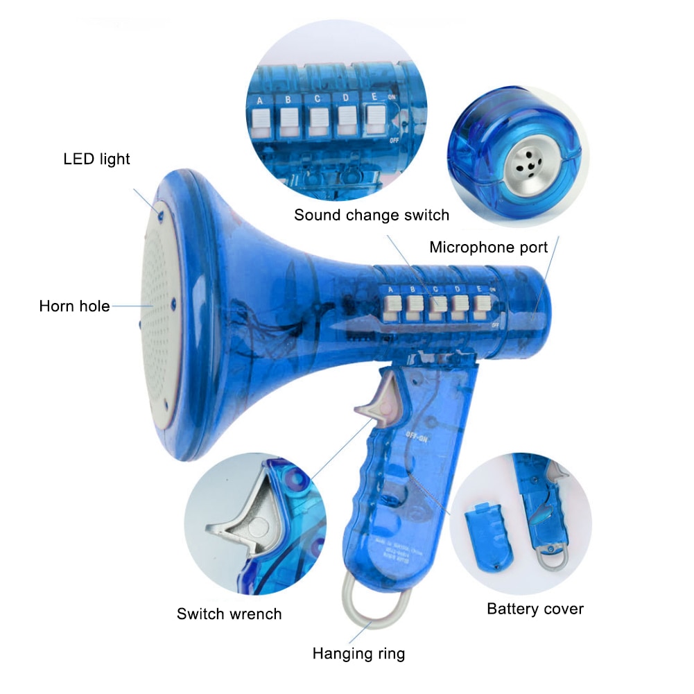 Kühlen 10 Effekte LED Blinkt Verstärkt Voice Changer Roboter Laut Megaphon Kinder Spielzeug Mini Pädagogisches spielzeug für Kind