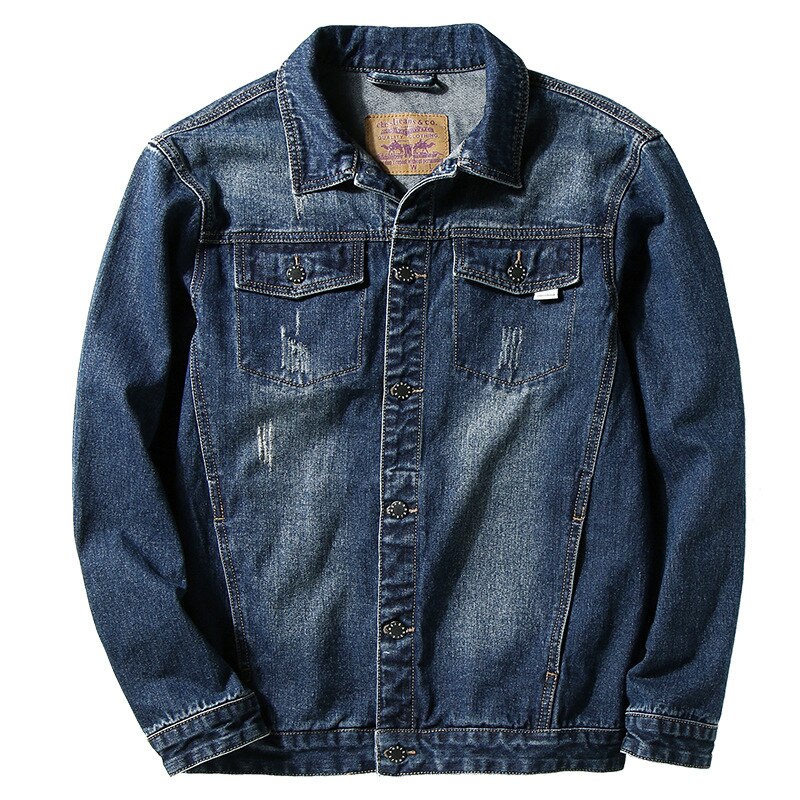 Extra stor höstjacka för herr jeansjacka tjock casual super stor kappa stor jeansjacka för herr plus size s -6xl 7xl: Blå / 4xl