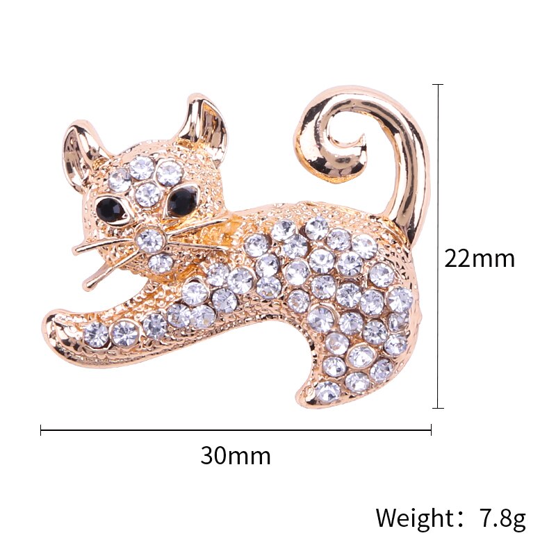 Classique cristal Camel chat chien abeille Animal strass broche broches Antique or métal écharpe épingles bijoux fête vêtements décors: Cat 02
