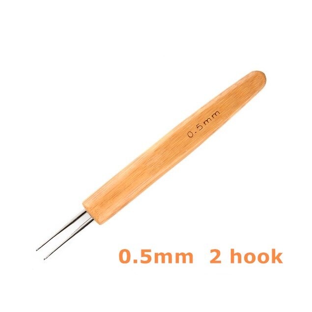 Pruik Naald Haak Haak Voor Pruik Dreadlock 1/2 Haken Naald Haarverlenging Hulpmiddel Braiders 0.5Mm 0.75Mm Bamboe Naald houder: 0.5mm 2 hook