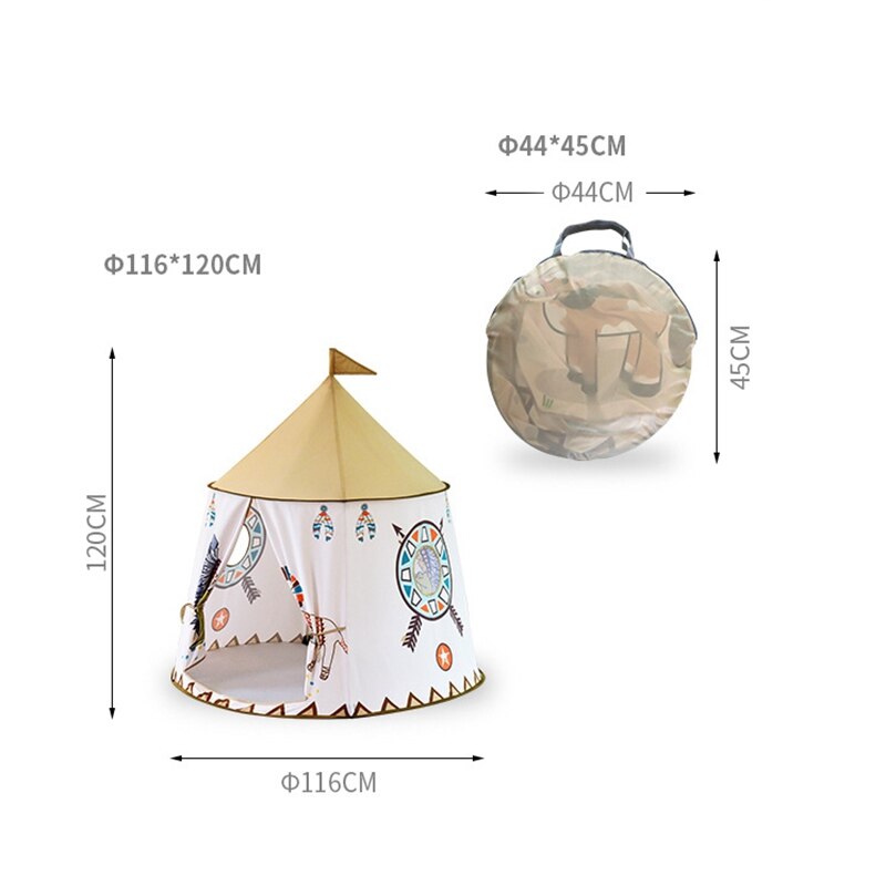 Kids Tent Outdoor Portable Princess Castle Hang Flag Children Teepee Tent Playhouse Indoor Birthday Christmas