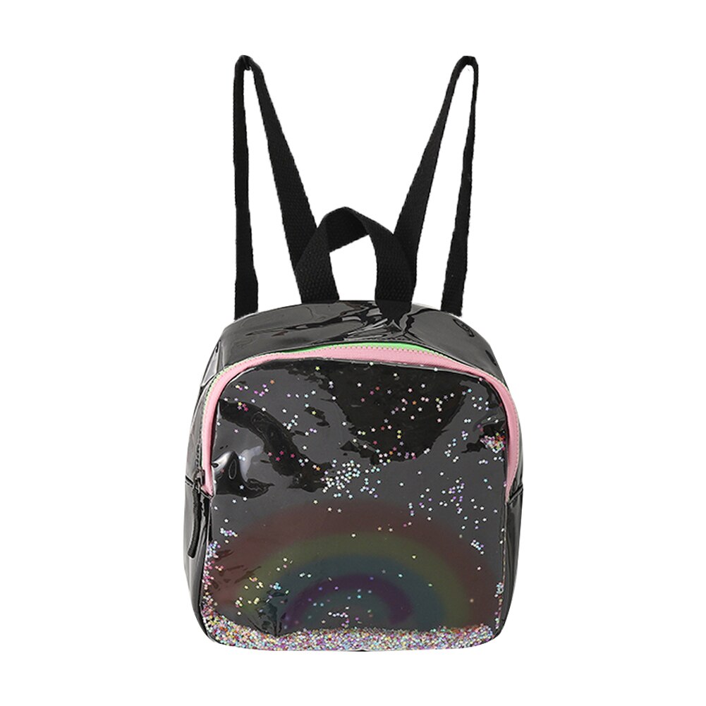 Sac à dos arc-en-ciel pour filles, joli sac à bandoulière d'école avec paillettes brillantes, sac de jour pour enfants: Black