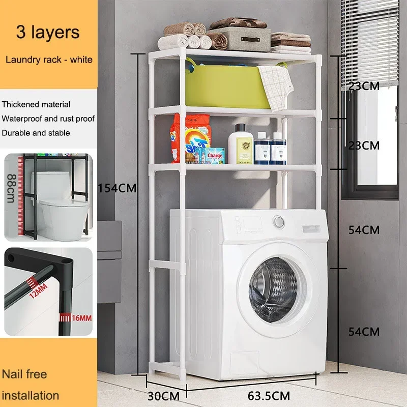 Badezimmer-Aufbewahrungsregal über dem Toilettenregal, mehrschichtiger, platzsparender Organizer, multifunktionales Toiletten-Aufbewahrungsregal zum Aufhängen ein der Zauberstab: Schwarz