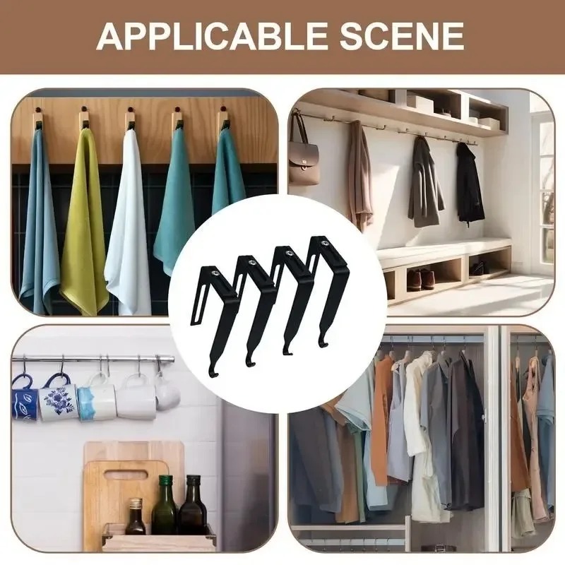 Ganchos de almacenamiento de puerta ajustables, estante colgante de Metal para armario, partición, ropa, sombrero, colgador de toallas, organización de almacenamiento en el hogar, 1/5 Uds.