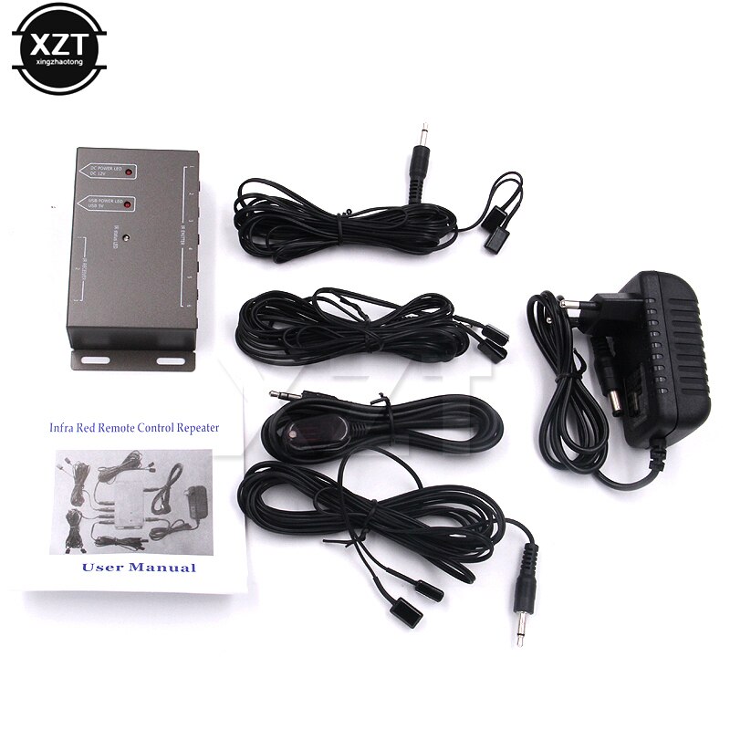 Extensor de infrarrojos IR, sistema de Control remoto, Kit de repetidor, enchufe con 1 receptor, 6 emisores, accesorios, enchufe de EE. UU./UE
