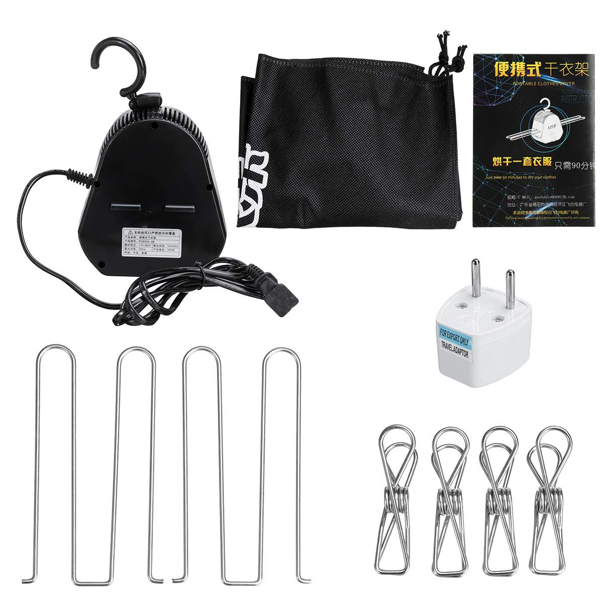 500W 110V-220V Electric Clothes Dryer Portable Shoes Clothing Dryer Rack Hangers Foldable Timing Laundry Electric Dryer Machine