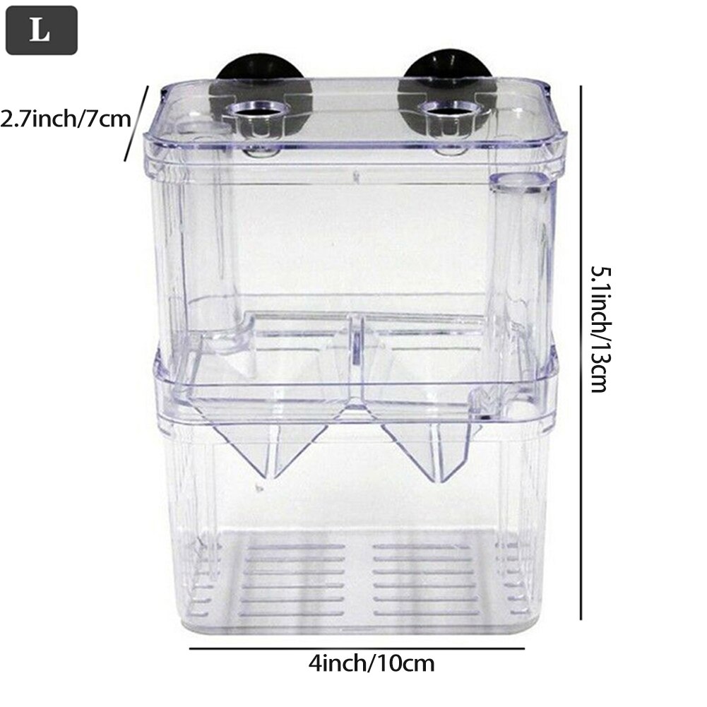 Acrylic Fish Breeding Isolation Box Fish Tank Aquarium Breeder Box Double Guppies Hatching Incubator Aquarium Pet Supplies: L