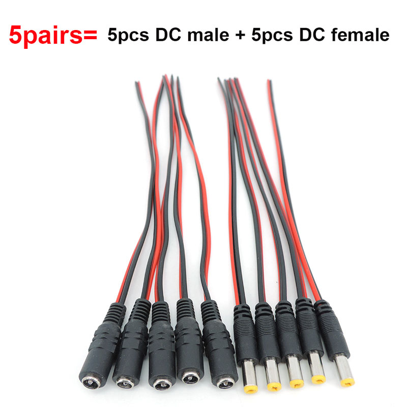 Conector de Cable de extensión para cámara CCTV, conector macho y hembra de CC de 5,5x2,1mm, 12V, 24v, Cable DC s1: Lavanda
