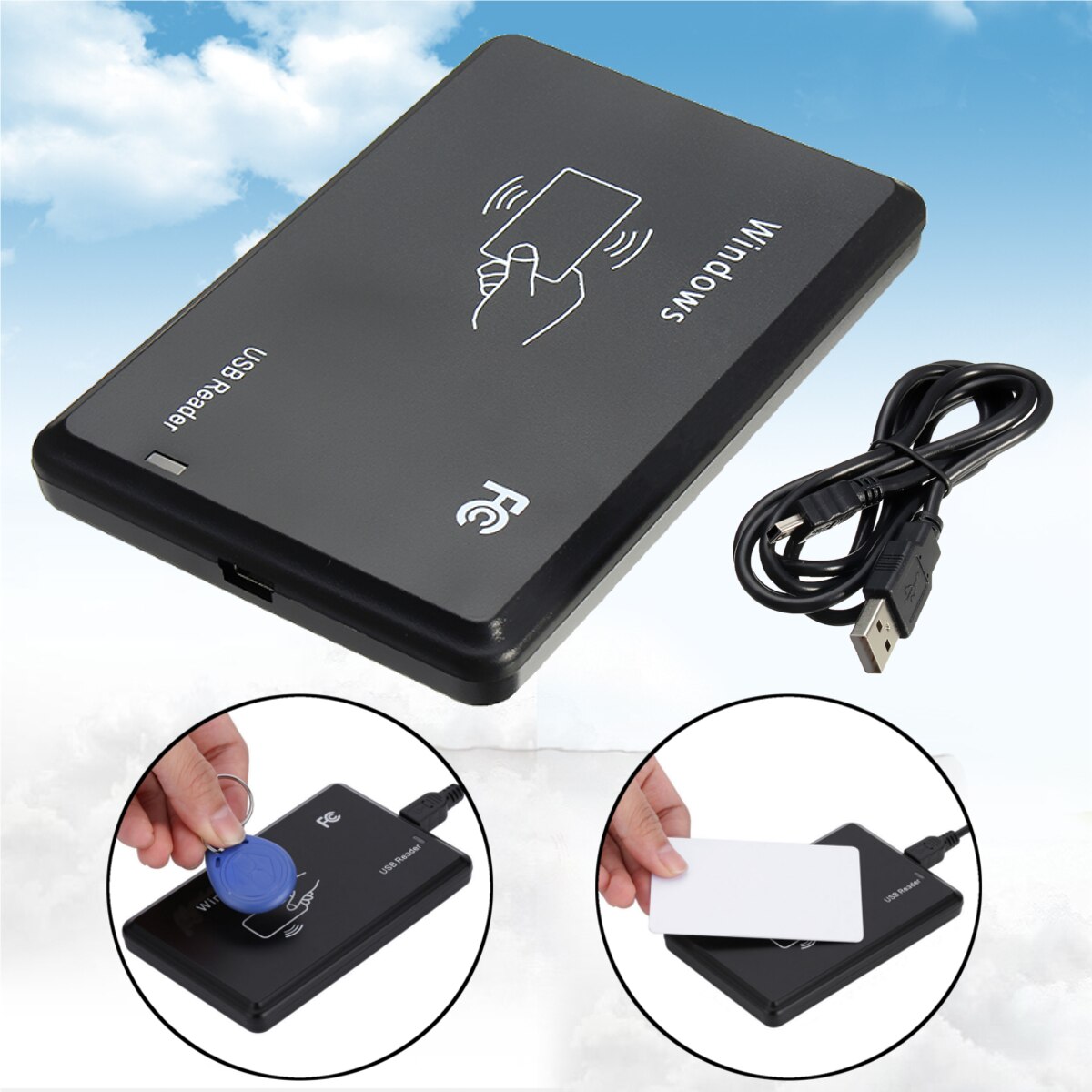 13.56MHZ USB M ifare RFID Contactless Proximity Sensor Smart Cards/ID Card Reader 14443A with USB Cable