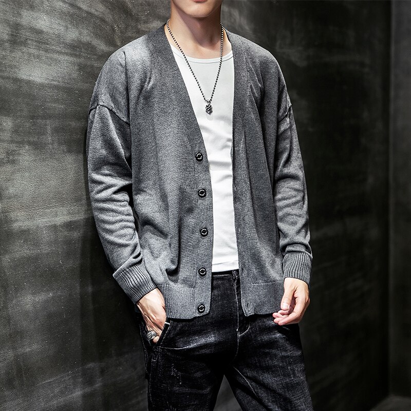2022 nuovi uomini maglione inverno caldo a maniche lunghe scollo a v solido Cardigan monopetto moda uomo maglione grande formato M-3 4 5 6XL: Dark Gray / 4XL