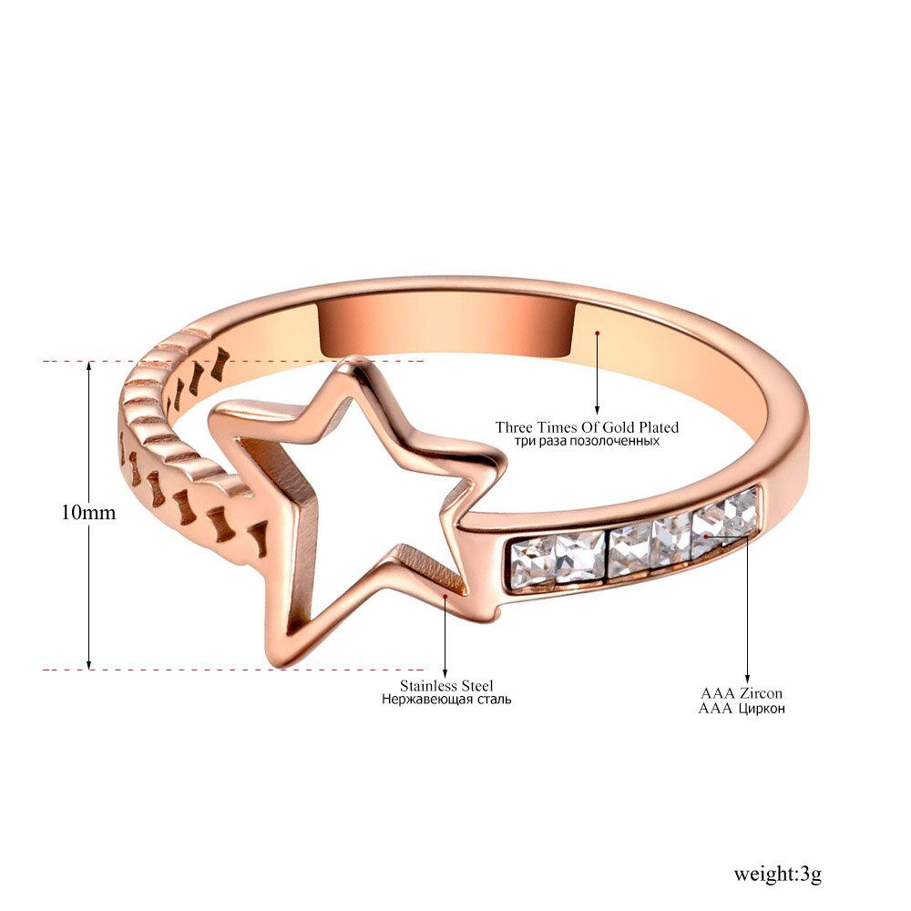 Lokaer Design originale in acciaio inossidabile CZ cristallo stella anelli gioielli per donna ragazza Chic personalità romantica anello di barretta R20008