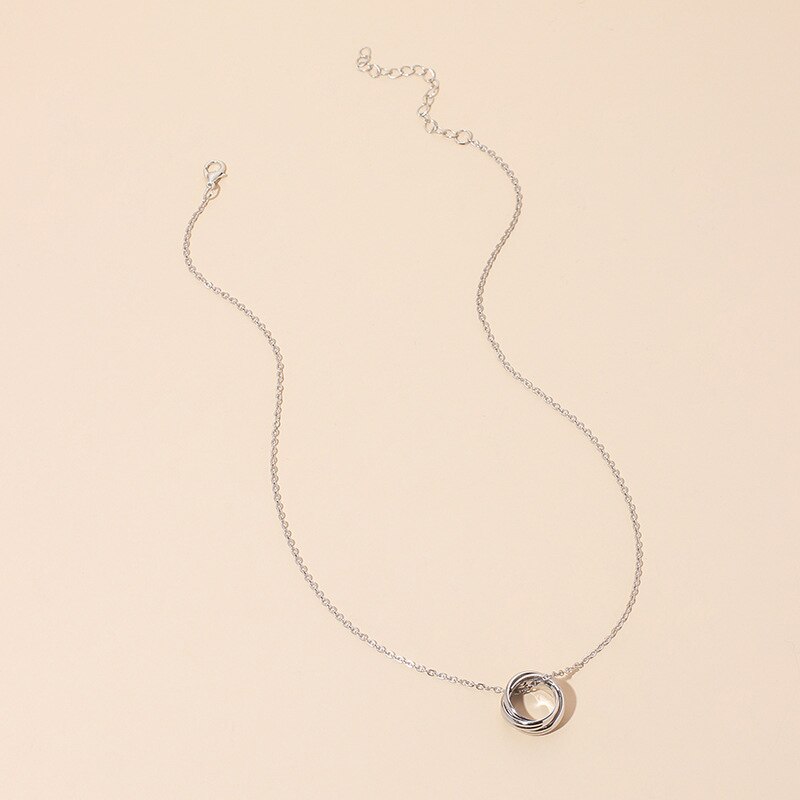 Eenvoudig Onregelmatige Ronde Hanger Ketting Punk Stijl Vrouwen Goud Zilver Kleur Trui Chain Party Accessoires: Silver