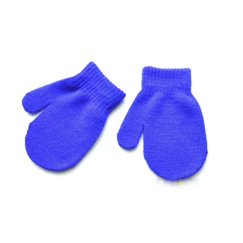 Balleenshiny 1 Paar Baby Handschoenen Voor Jongens Meisjes Solid Winter Kinderen Warme Handschoenen Volledige Vinger Handschoen Gebreide Anti Scratch Baby wanten: Blauw