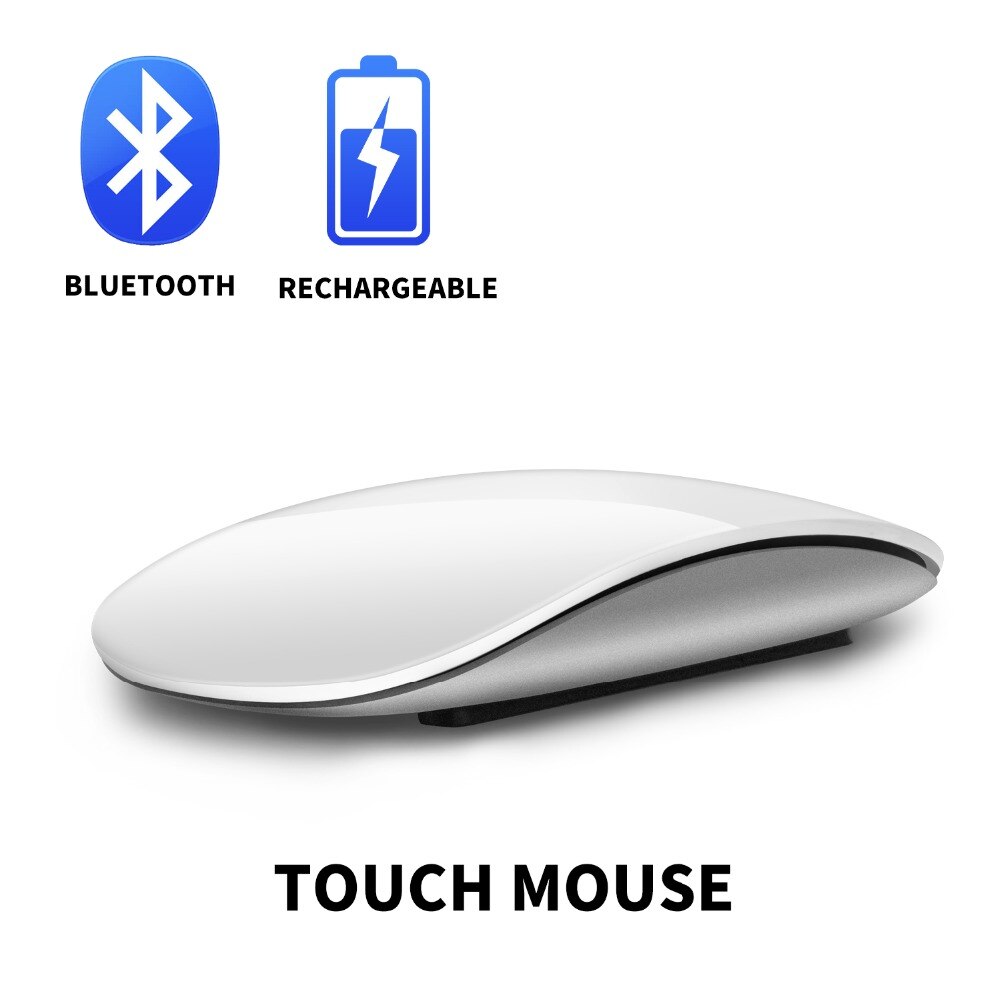 Wiederaufladbare Bluetooth Maus Drahtlose Maus Bogen berühren Magie Maus Ergonomische Ultra Dünne Optische Maus Für iPhone Macbook: Weiß