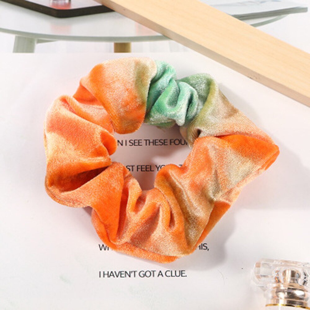 1PC Tie Geverfd Chouchou Fluwelen Haar Accessoires Voor Vrouwen Meisjes Hoofdbanden Elastische Rubber Haar Band Haar Touw Ring Paardenstaart houder
