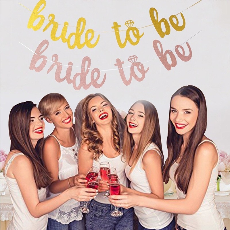 2M Sequin Champagne Gold Bridal Shower Banner MISS TO MRS CHEERS BITCHES Bride To Be Paper Chains for Wedding Party bachelor