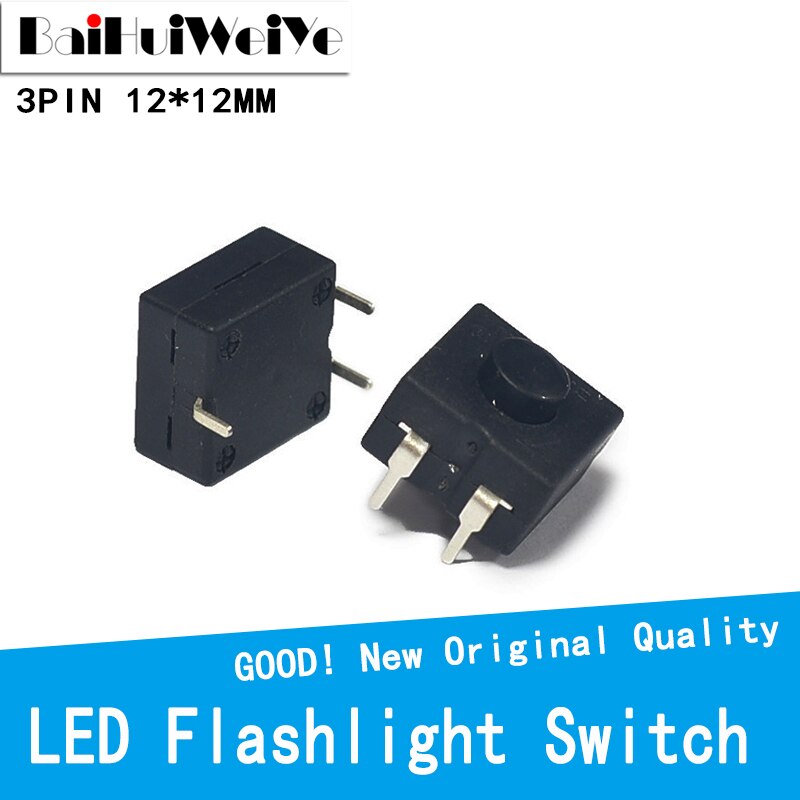 10 Teile/los Zweireihig Vertikale LED Taschenlampe Schalter 3 Stifte AUF-AUF-WEG 12*12 213BS