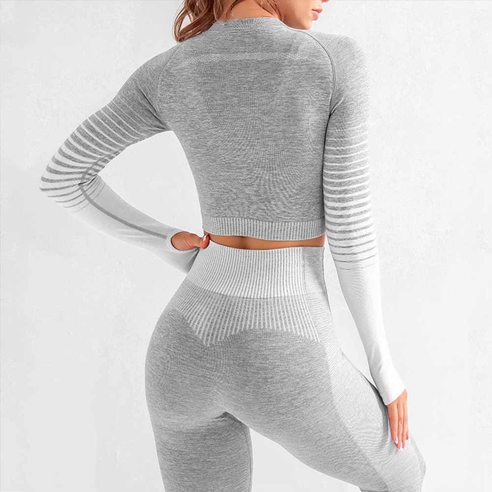 Naadloze Vrouwen Yoga Set Sport Kleding Lange Mouwen Top Hoge Taille Leggings Workout Kleding Fitness Sport Pak Gym Outfit Sets