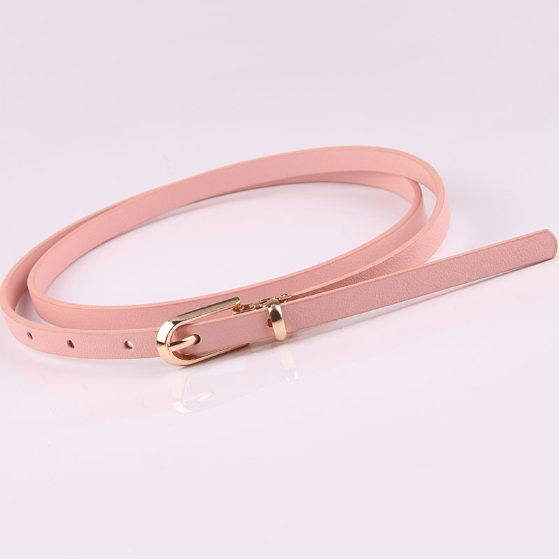 Cinturones de mujer a la , negro, azul, blanco, rosa y rojo, cinturón fino y delgado con hebilla, cinturón ajustable, vestido de verano, correa para pantalones vaqueros, cinturones de Pu: Rosa