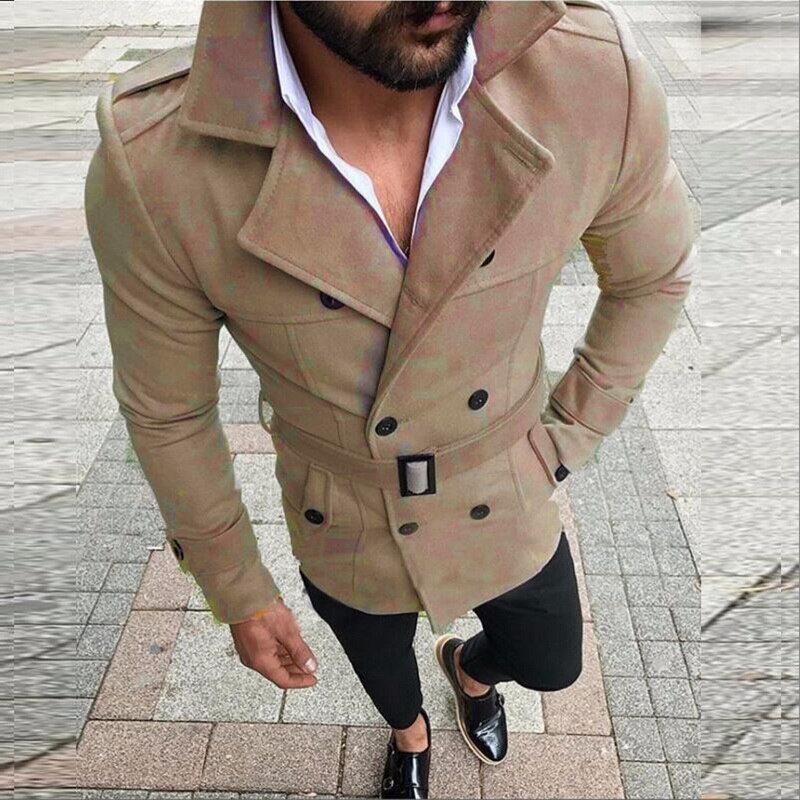 Trench Coat Men Classic Double Breasted Mens Long Coat Mens Clothing Long Jackets Coats British Style Overcoat