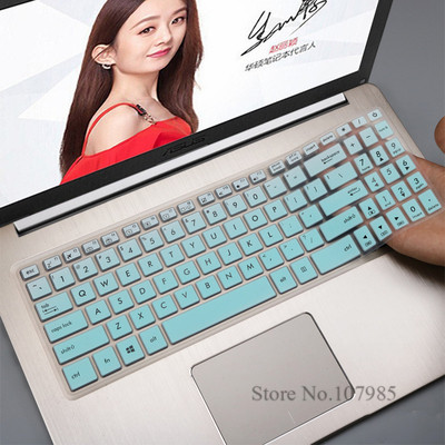 Til asus vivobook 15 n580gd n580v nx580 r560ud r560u r560 15 15.6 tommer silikone laptop tastatur cover skin protector film: Gradvis himmelblå