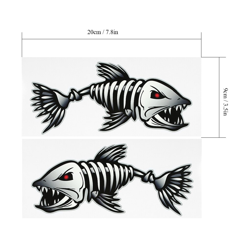 Pegatinas para la boca de los dientes de pez, 2 uds., decoración divertida para el coche, pesca en bote, canoa, gráficos en Kayak, esqueleto, pegatinas de peces, triangulación de envíos
