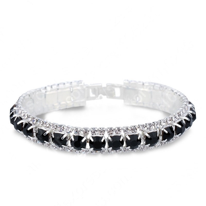 925 Sterling Zilver Silve Vrouwen Klassieke Sieraden Clear Red Cubic Zirkoon Armband &amp; Bangle: black