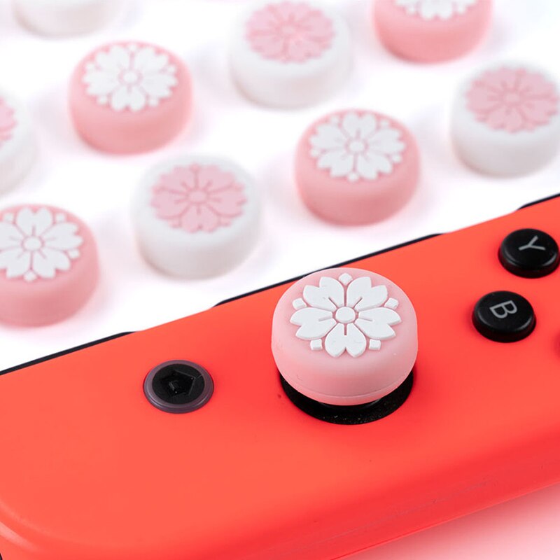 Sakura Siliconen Duimgrepen Voor Nintendo Switch Joycon Controller Case Joystick Cover Rocker Cap Voor Nintendo Switch Accessoires