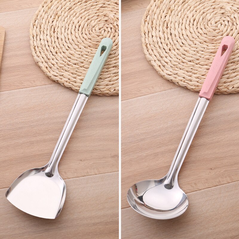 Rvs Draaiers Lepel Spatel Scoop Tarwe Stro Schop Turner Koken Gereedschap Holder Chinese Japanse Keuken Untesils 1 PC