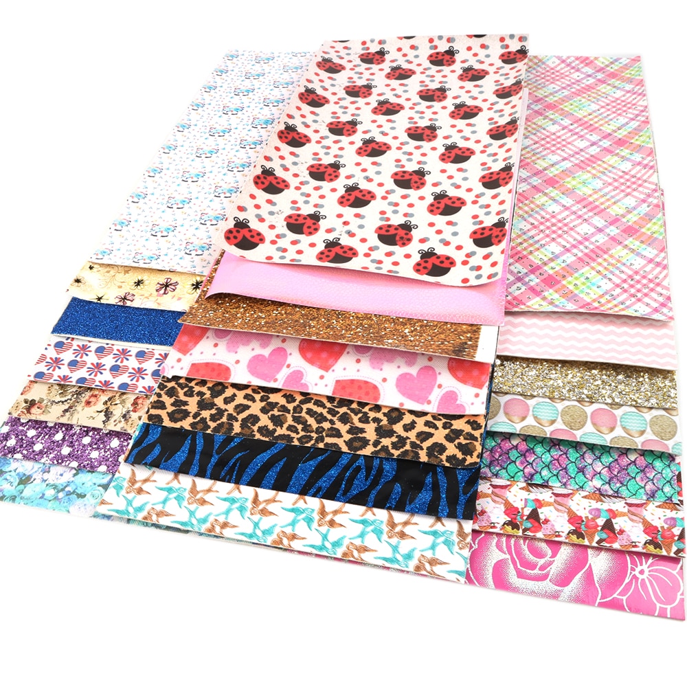 david angie 10pcs/pack Synthetic Leather Fabric DIY Sewing Hairbow Bags Crafts Materials ( style random have flaws),1Yc4507