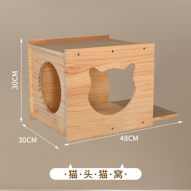 Wall-Mounted Climbing Frame Solid Wood Jump Board Jumping Platform Apartment Space Capsule House DIY Cat Wall: Blue