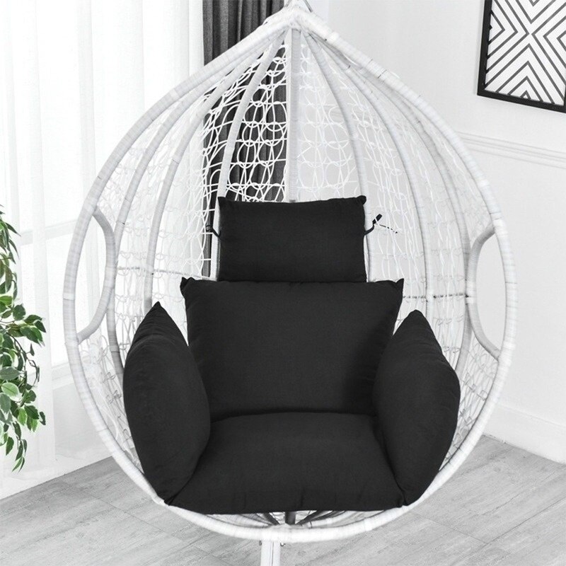 9 Colors Hanging Egg Hammock Chair Cushion Swing Seat Cushion Thick Nest Hanging Chair Back with Pillow: Black