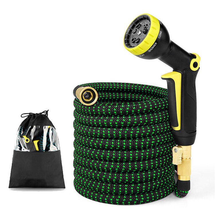 Infällbar slang förlänga trädgårdsslang sprutpistol naturlatex högtrycks biltvättarrör krymper flexibel tuinslang bevattning: 50ft-15m / Svartgrön