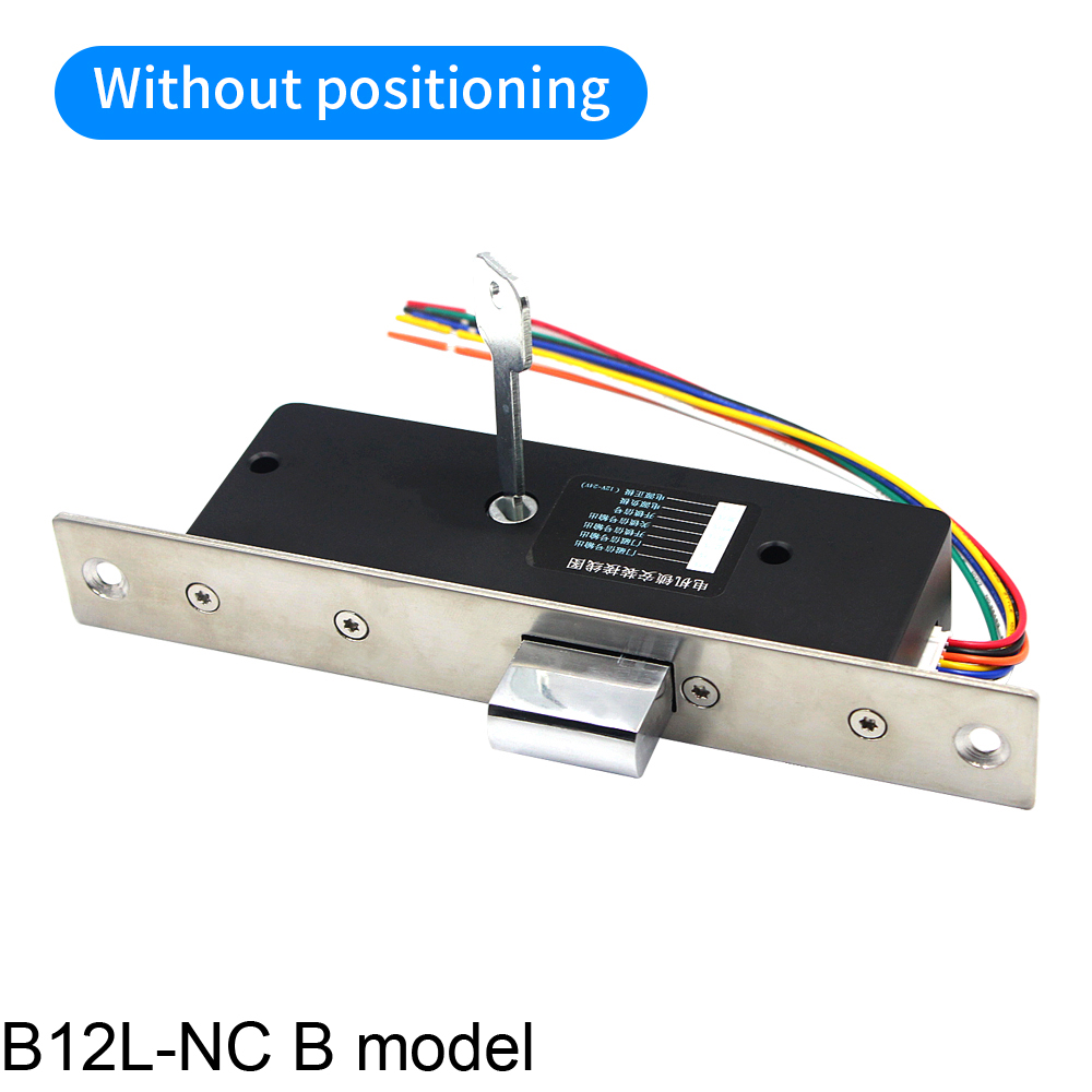 Ultra Low Power electronic bolt lock DC12V 24V Fail Secure normally open access control electric door Motor Rim lock Key Unlock: black