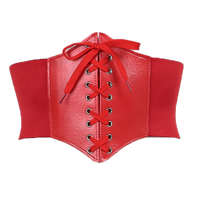 Corsé de cuero PU ancho para adelgazar, cinturón moldeador de cuerpo, cinturón de cintura, debajo del pecho, accesorios de construcción de cuerpo,: Style1 Red