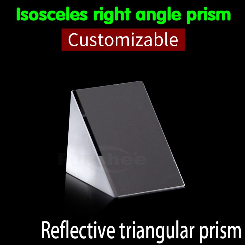 Optical glass triangular prism with reflecting film 10x10x10mm